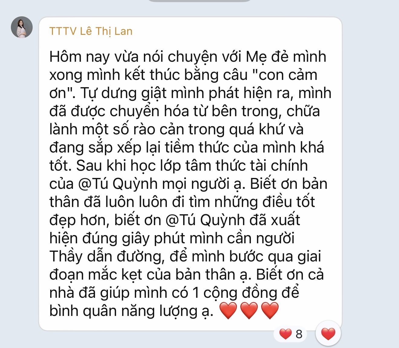 Chia sẻ của chị Lê Thị Lan