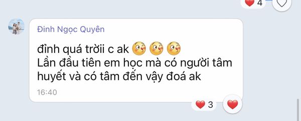 Tin nhắn cảm nhận của học viên Đinh Ngọc Quyên